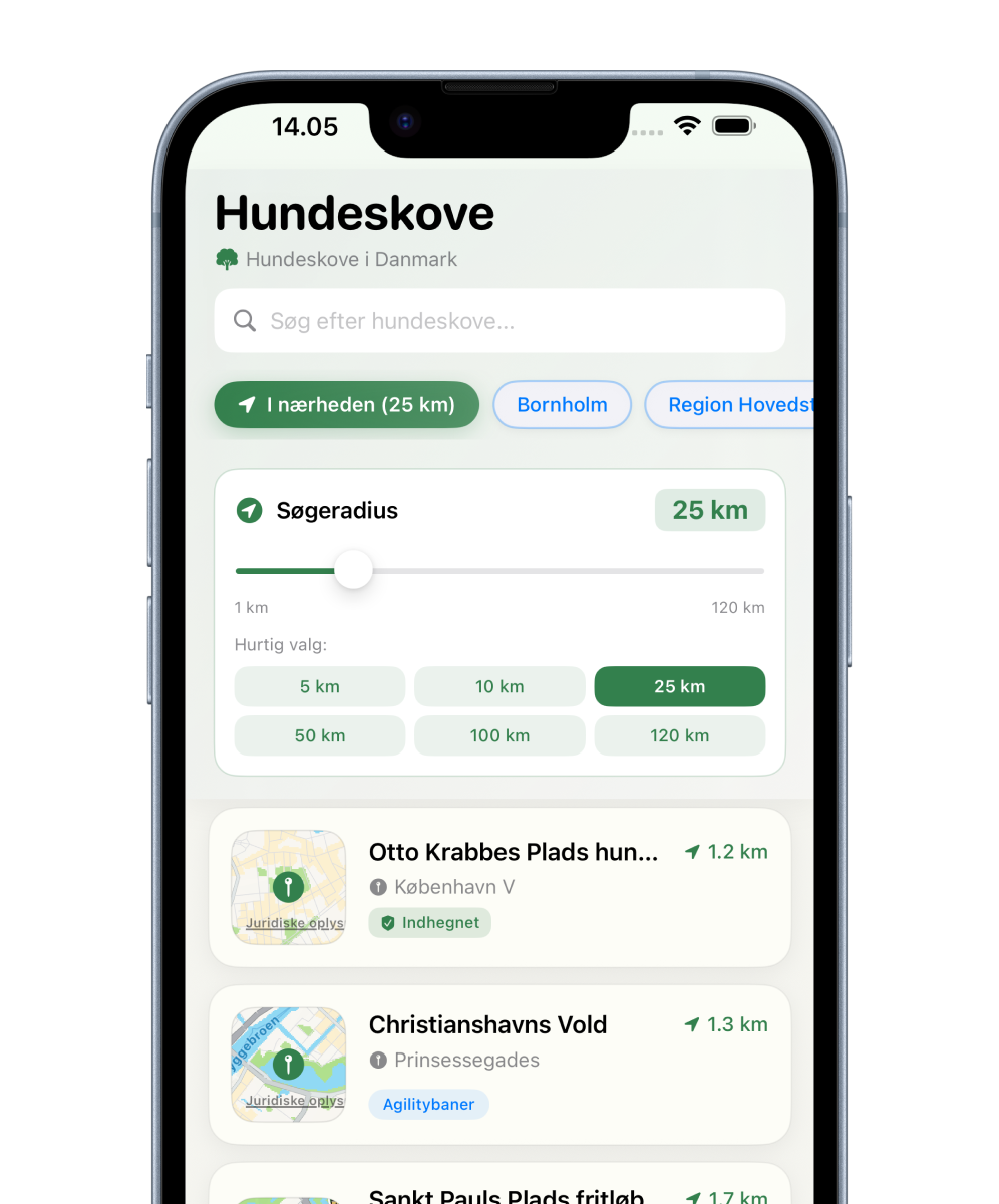 Hundeskoven app på iPhone og Android